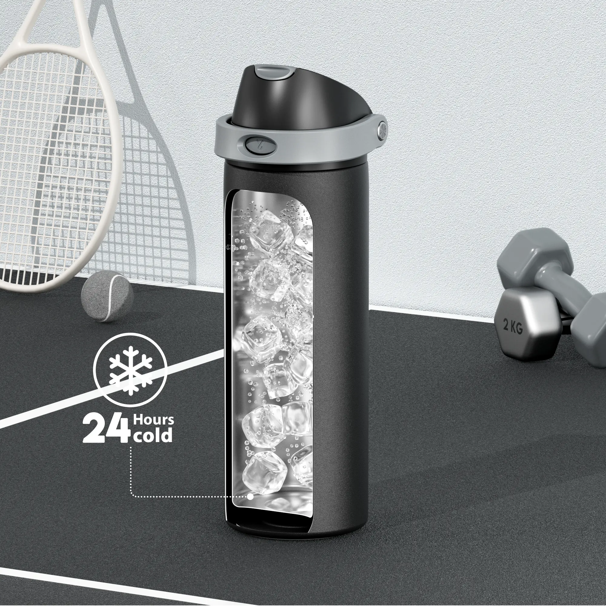 MEOKY24 oz Insulated Water Bottle for Sports: Meoky Stainless Steel Water Bottle with 2-in-1 Straw and Spout Lid - Leak Proof, Cold for 24 Hours, Fits in Car Cup Holder, BPA-Free for Travel Gym, Night.#backtoschool#backtoschoolseason