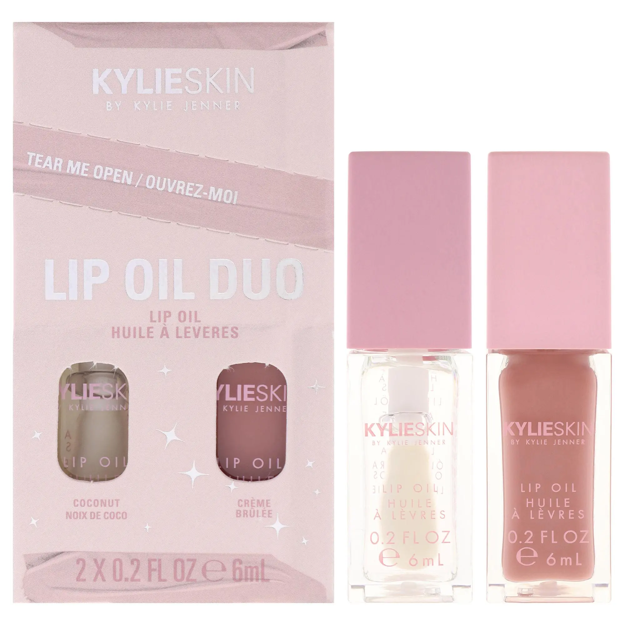 Lip Oil Duo by Kylie Cosmetics for Women - 2 Pc 0.2oz Lip Oil - Coconut, 0.2oz Lip Oil - Creme Brulee