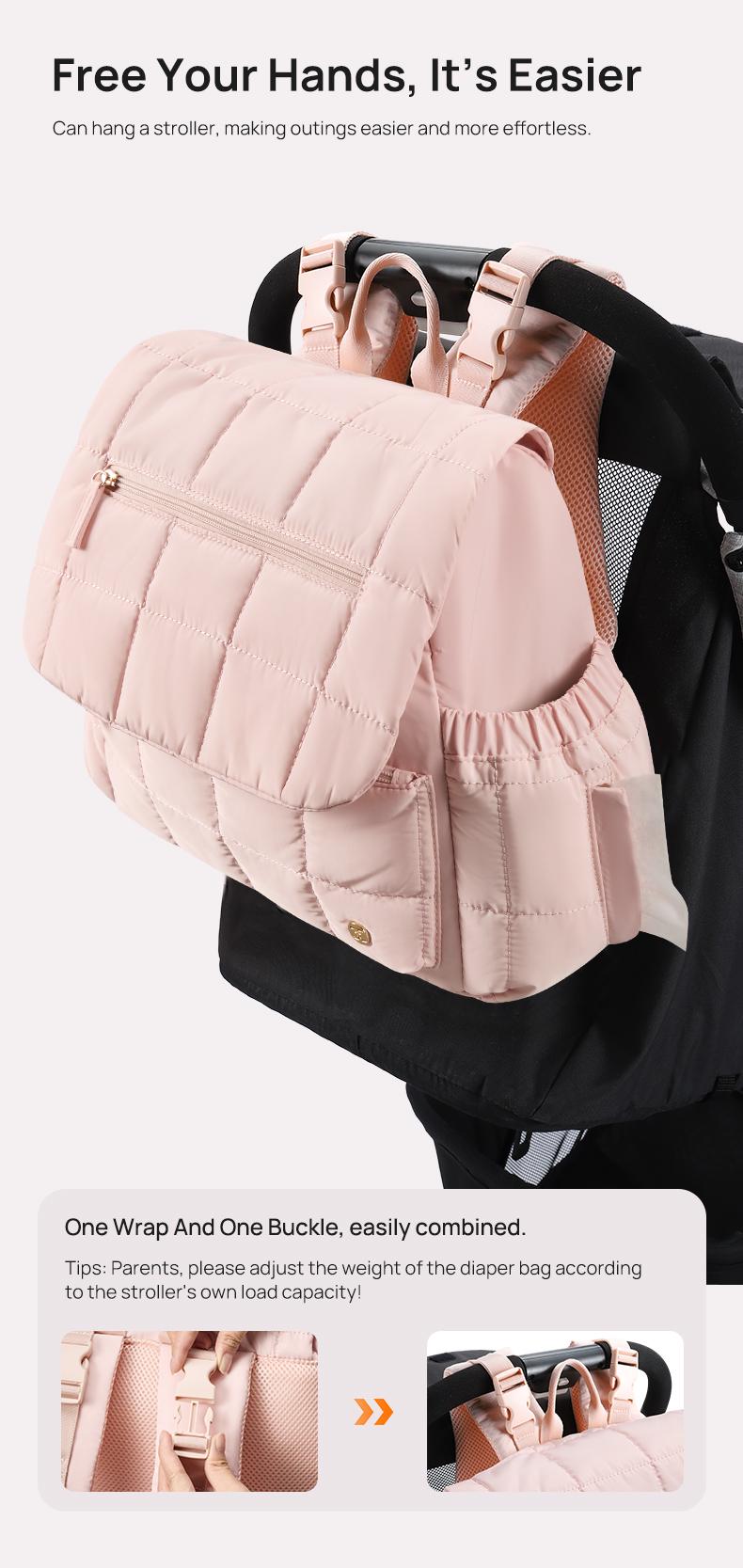 Telena Valentine's Day gift Soft Puffer Women’s Mini Diaper Backpack Large Open Top for Easy Grab, Baby Travel Bag with Changing Pad, hospital bag for mom,Comfortable shoulder straps,Insulated Pockets & Stroller Straps Christmas gifts  Holiday gifts