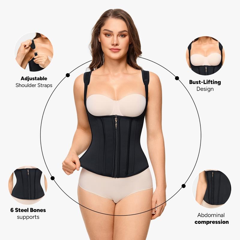 Nebility Women's Shapewear Waist Trainer Belt with 6 Steel Frame for Firm Compression & Bust Support Adjustable Straps Tummy Control Postpartum Body Shaper