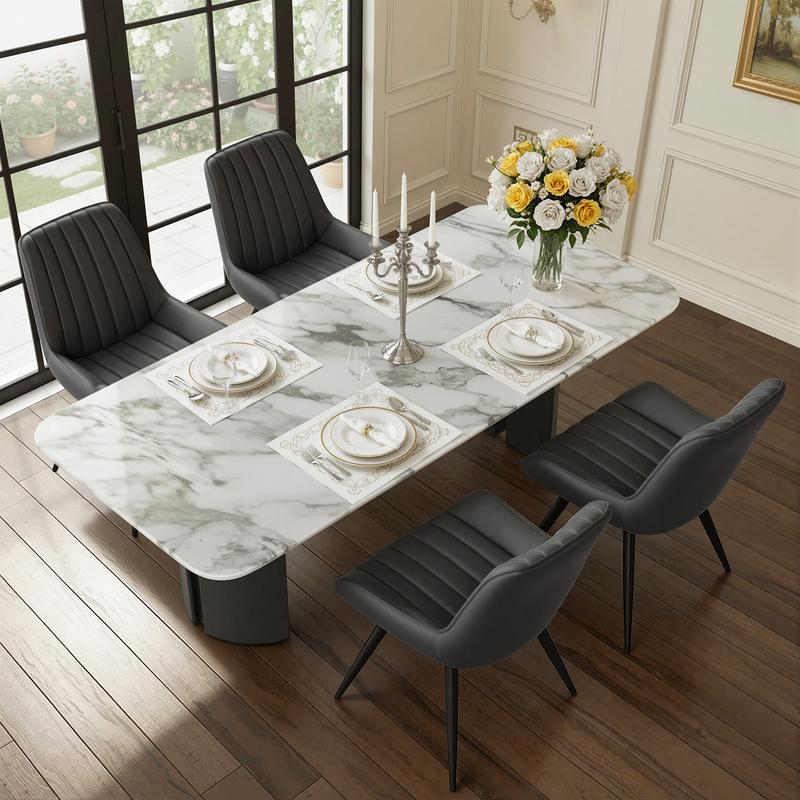 Modern Dining Chairs Set of 4, Comfy Dining Room Chairs with Thick Cushions, Upholstered Fabric Kitchen Side Chairs with Metal Legs, springtok