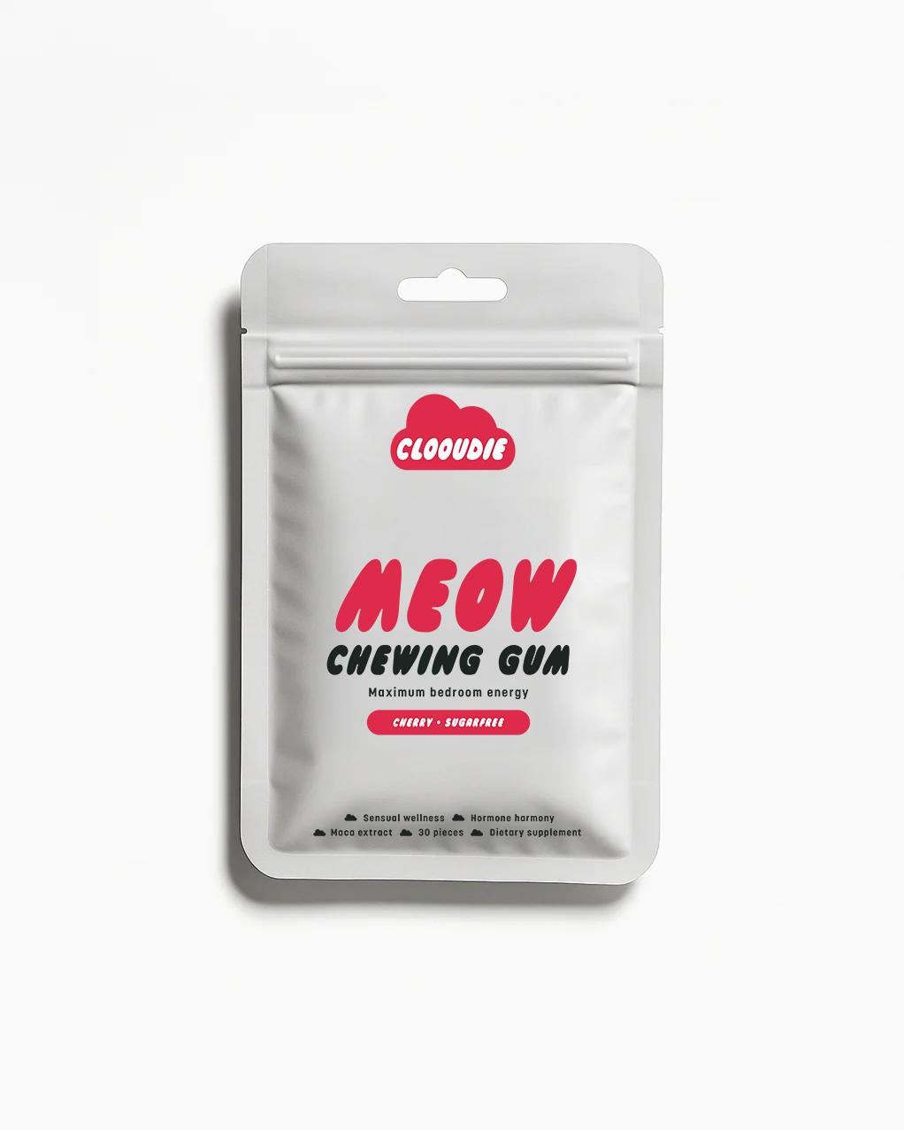 Clooudie Meow Chewing Gum, Cherry Flavor, 30 Gum,  Support Confidence & Vitality, Maintain Daily Balance, Support Monthly Comfort, Dietary Supplement, Sugar Free