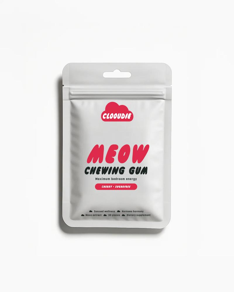 Clooudie California Meow Chewing Gum, Cherry Flavor, 30 Gum,  Support Confidence & Vitality, Maintain Daily Balance, Support Monthly Comfort, Dietary Supplement, Sugar Free