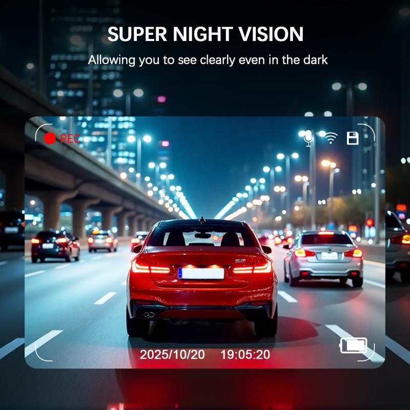 4-Channel Car Dash Cam, 1080P Car DVR with 64GB Memory Card, Night Vision Vehicle Surveillance, 24/7 Parking Mode, HD Screen, Front/Rear/Left/Right Dashcam