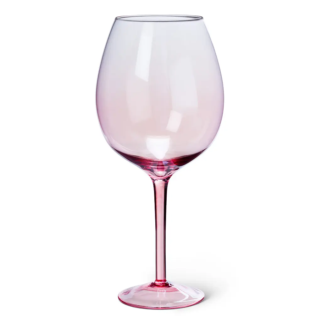 Abbott Collection AB-27-BUBBLEGUM-GOB Vintage 10 in. Iridescent Pink Iris Wine Glasses, Extra Large Drinkware Set of 4 for Celebrations