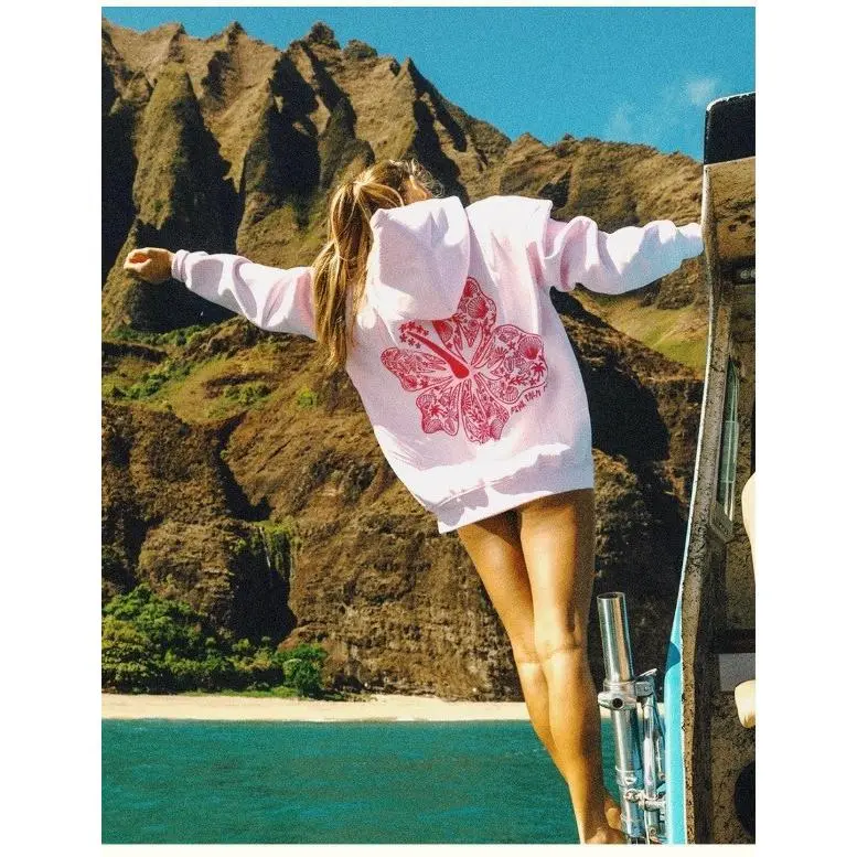 Pink - Hibiscus Embroidery