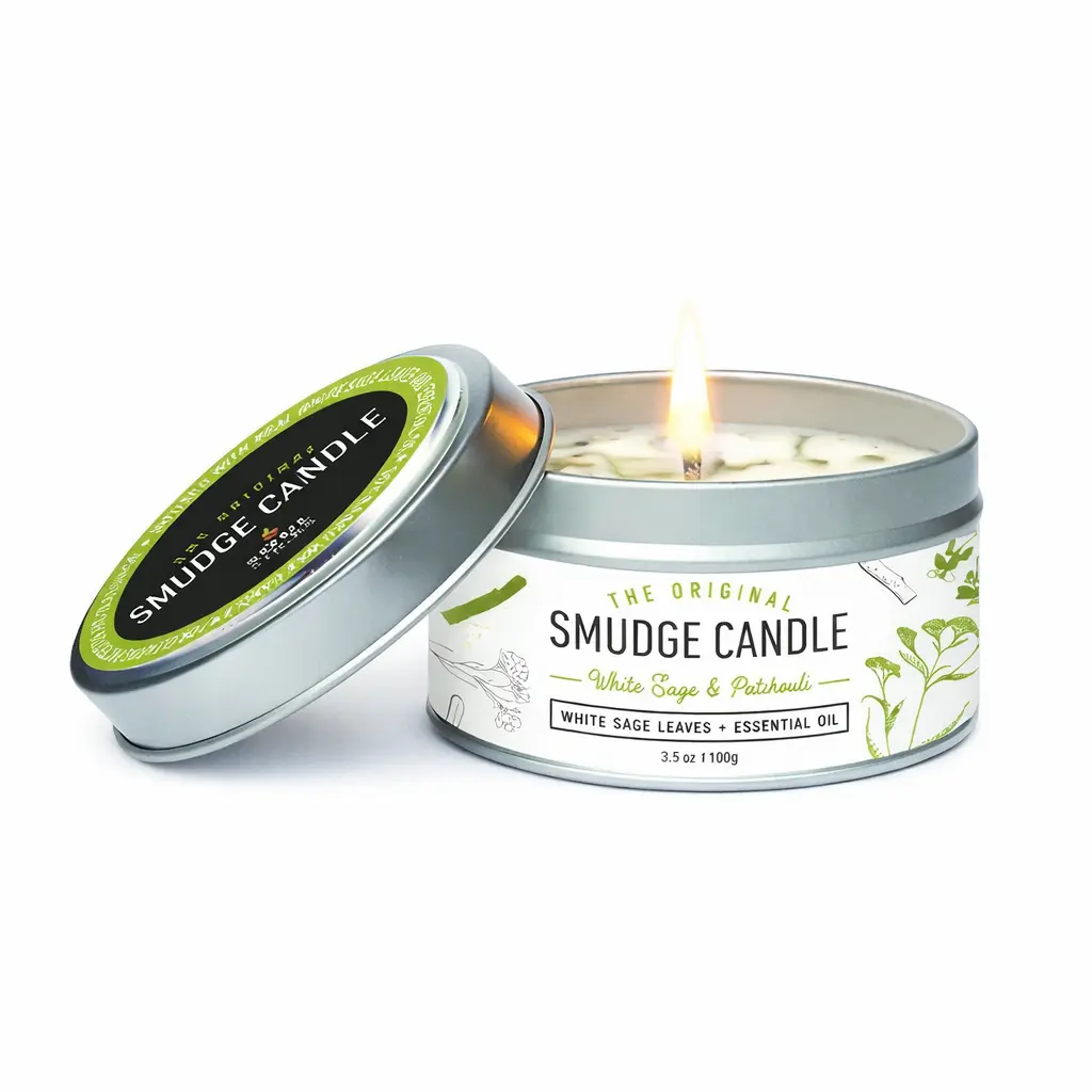 Soul Sticks, White Sage & Patchouli Smudge Candle (3.5 OZ) Soycandle Home Decor