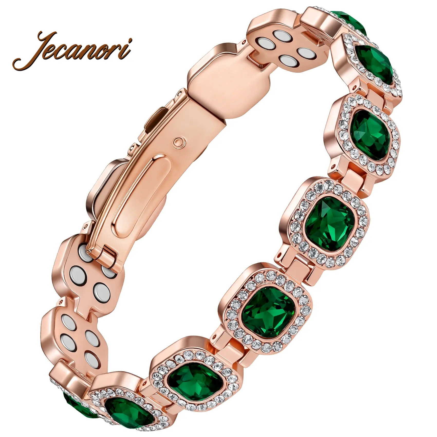 Jecanori Women's Pure Copper Energy Bracelet - 4X Ultra Strength, 3800 Gauss Neodymium Magnets, Austrian Cut Crystals, Exquisite Adjustable Slide Bracelets & Bangles, Ideal Gift, Crystals Bracelets, Exquisite Bracelet