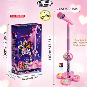 Kpop Children's Music Microphone & Guitar Toy, Cartoon Mira and Zoey Anime Kpop Girl Group Lights Singing Function Fun Musical Play, New Year's Easter Gift for Kids Birthday Gift for Girls