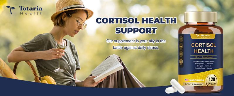 Totaria Cortisol Supplement with Ashwagandha,Magnesium,Rhodiola Rosea,L Theanine,Hormone Balance for Women Mood, Focus, Sleep Support 120 Vegan Capsules