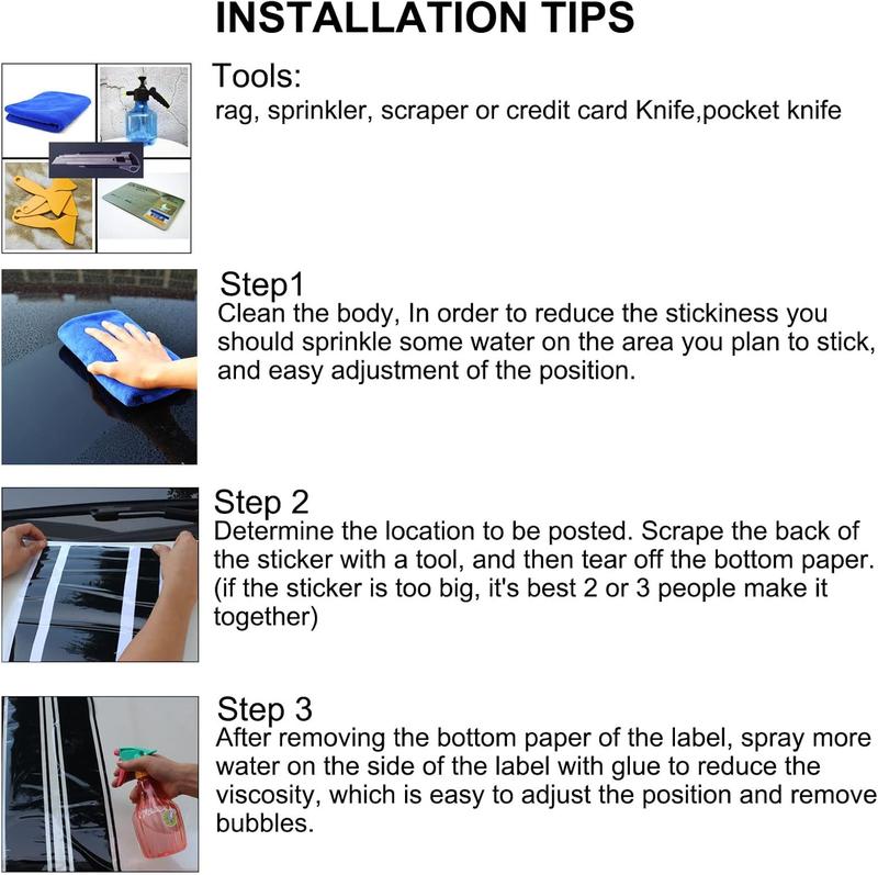 RAVOONY Universal Racing Car Hood Stripe Decal Black and White Waterproof Vinyl Stickers for SUVs Trucks Off-Road Vehicles Exterior Decoration  Indoor Outdoor Use