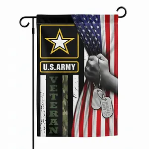 American Flag US Army Veteran Garden Flags 12x18 Inch Camouflage Print with Logo Durable Weather Resistant Outdoor Polyester Fabric Fade Resistant