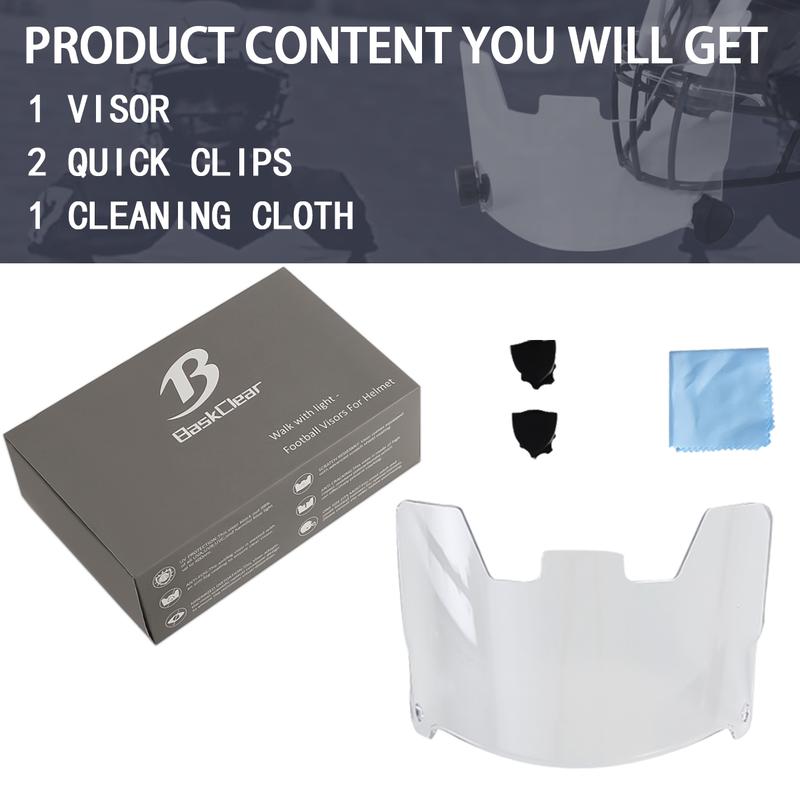 Clear Football Visor - Football Visors for Helmet - Football Helmet Visor Fits Adult & Youth Football Helmets - Anti-Fog, Scratch Resistant Clear Visor Football Face Shield