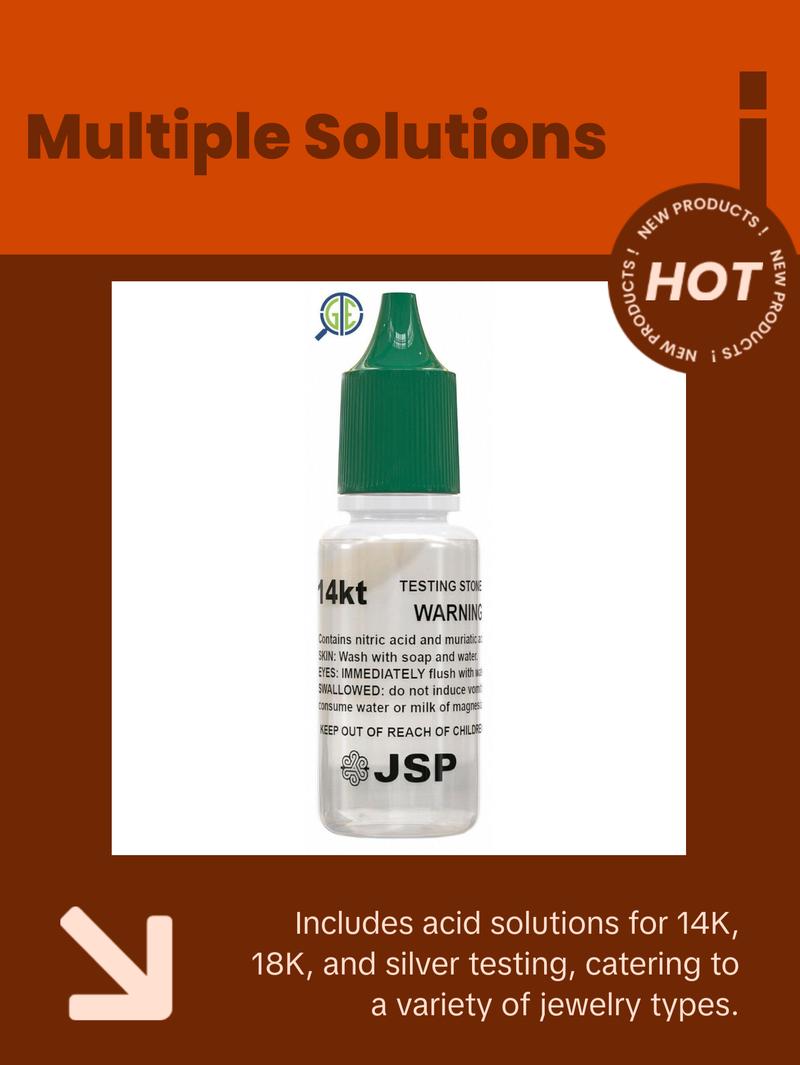 JSP & PuriTEST Gold/Silver Test Acid Tester Kit 14k 18k .999 .925 Sterling Testing Stone Detect 5-Piece Set for Jewelry Testing