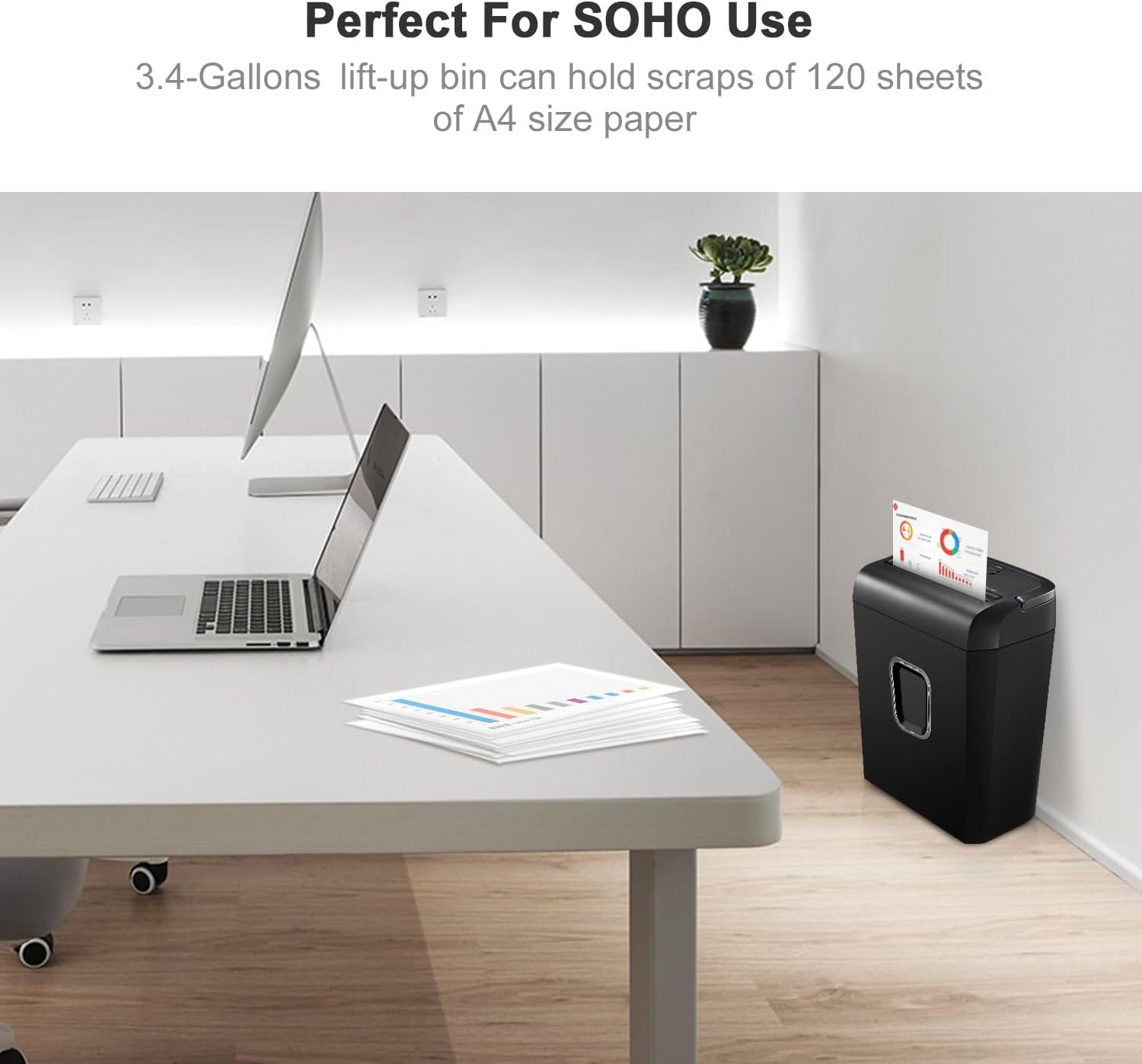 Bonsaii  6-Sheet Crosscut Paper Shredder P-4 High-Security for Home Office with Handle for Document Mail Staple Clip 3.4 Gal Wastebasket Fathersdaygift Mechanical