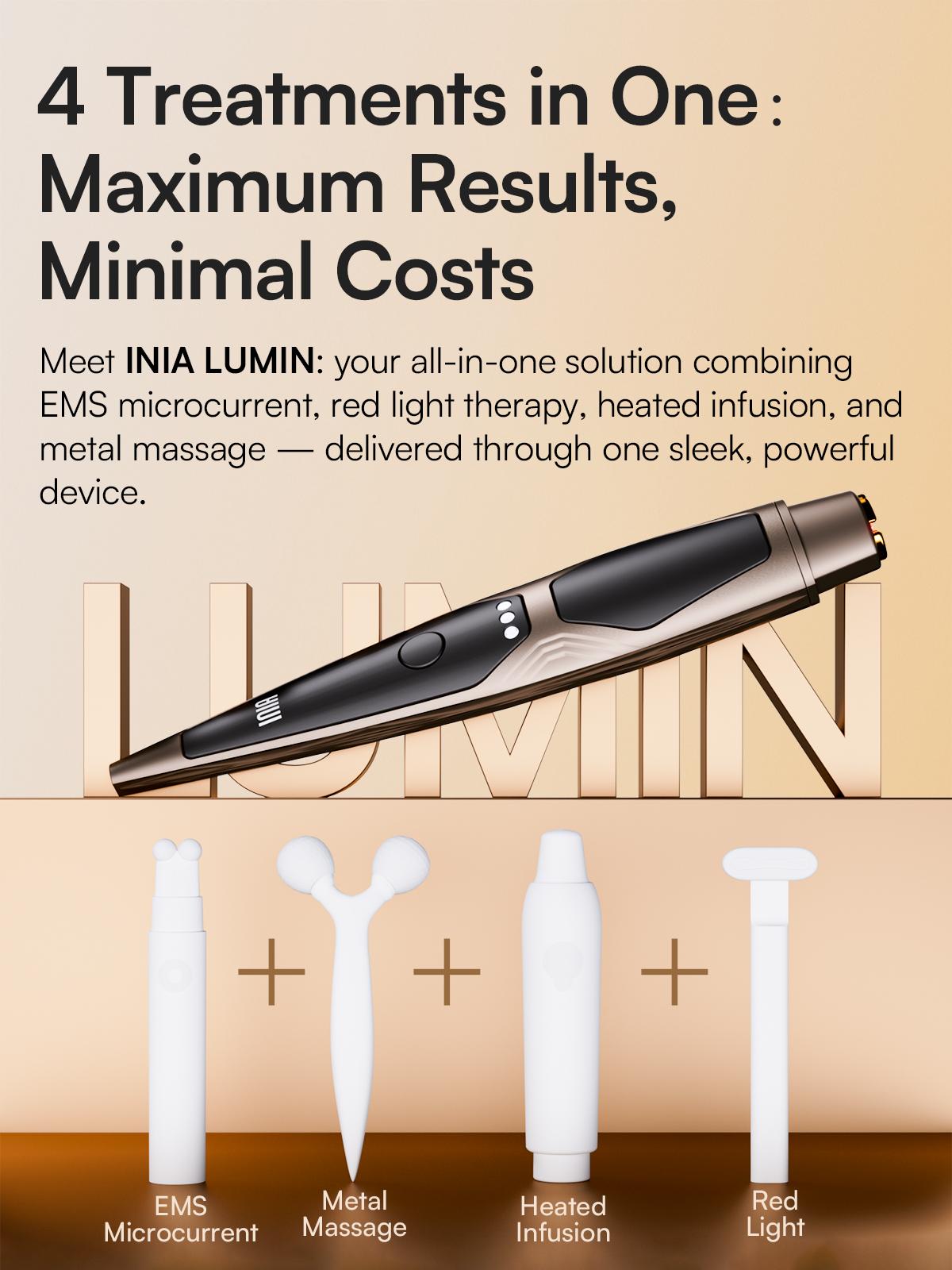 INIA LUMIN 4-in-1 Eye Skincare Wand – 3 Mins a Day for Fewer Lines in 14 Days & Less Puffiness in 21, FDA-Cleared, Spa-Level Results at a Fraction of the Price, Lift & Brighten Eyes in Just Weeks