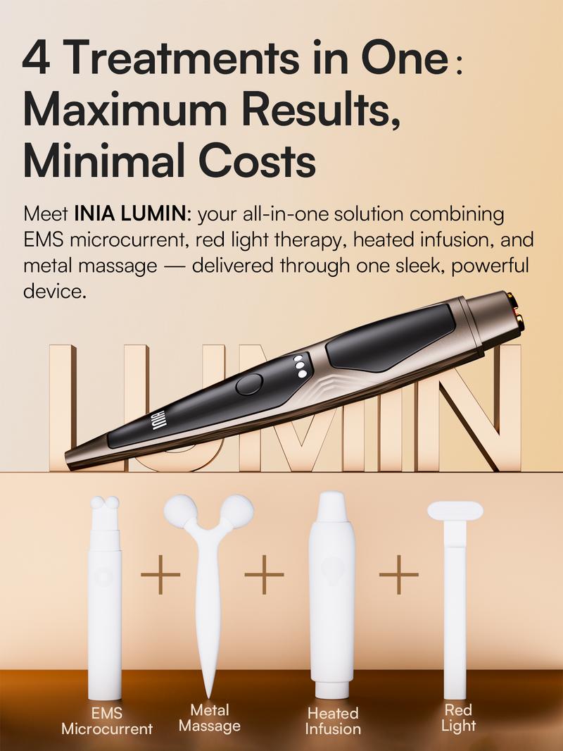INIA LUMIN 4-in-1 Eye Skincare Wand – 3 Mins a Day for Fewer Lines in 14 Days & Less Puffiness in 21, FDA-Cleared, Spa-Level Results at a Fraction of the Price, Lift & Brighten Eyes in Just Weeks