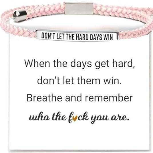 Don't Let The Hard Days Win Inspire Bracelet - Stainless Steel & 18k Gold Plated Braided Design with Engraved Message - Adjustable Up to 10"