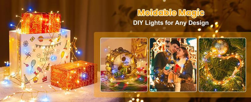 Fairy Lights Battery Operated, 4Pack Total 480LED 40FT Battery Operated Christmas Lights with Timer, Waterproof Starry Firefly Light for DIY Wreath Indoor Outdoor Christmas Decorations