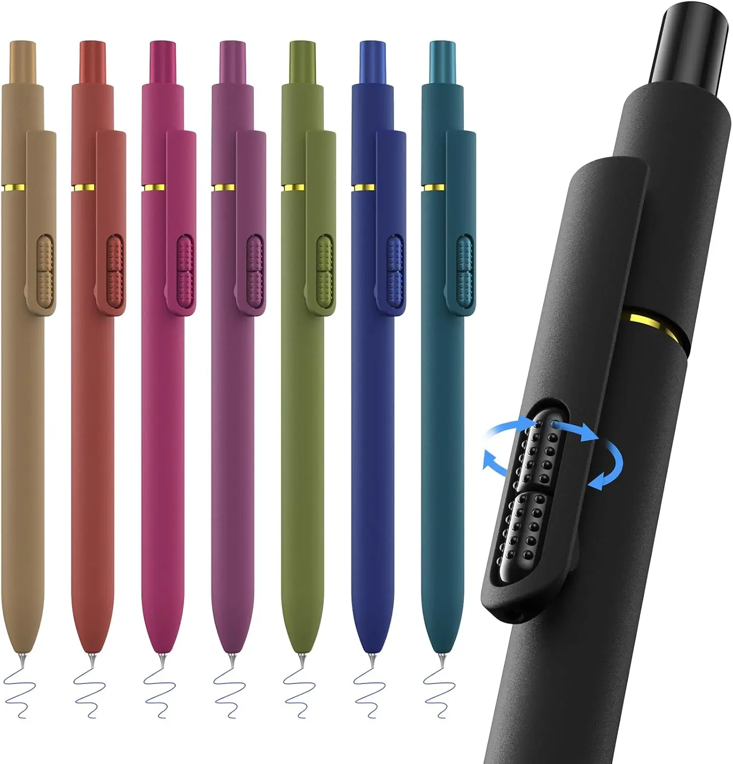 8 count Blue Gel Pens - 0.7mm Medium Point Blue Ink Pens | Smooth Writing - Quick Drying Retractable Pen for Men Women ( - 8 count)