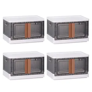 WOWMTN RYGD4 Plastic Folding Cabinet - 8.45Gal, Collapsible Wardrobe Closet Organizer, 4-Pack Household Transparent Modular Storage Solutions, Household Storage