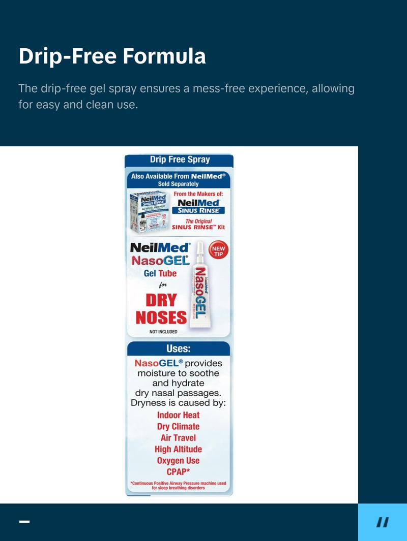 NeilMed NasoGel Spray - 30 mL Drip-Free Gel with Sodium Hyaluronate for Dry Nasal Passages Relief