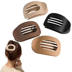 4PCS Flat Claw Hair Clips for Women Thick Hair French Round Duckbill Square Secure Strong Hold Grip Clamps Barrettes Curved No Slip No Crease Plastic Styling Cute Medium Classic