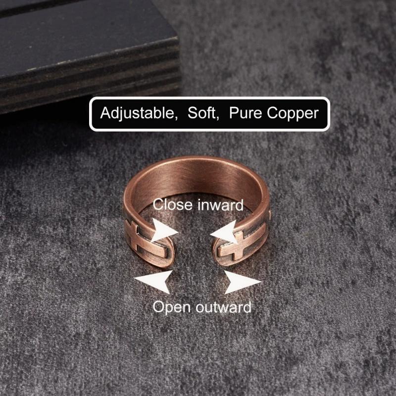 Handcrafted Cross-Shaped 99.99% Pure Copper Ring with Magnetic Properties - Perfect Gift for Boyfriend Girlfriend Family & Friends