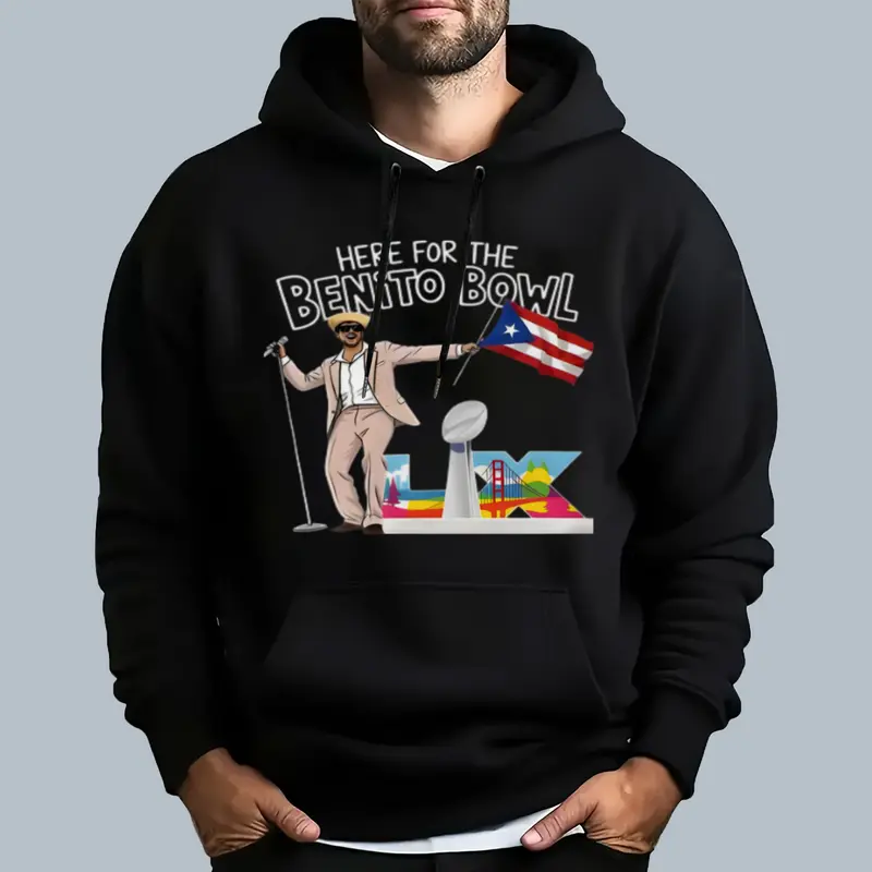 Winter outfits Graphic Hoodie/Tee BBunny SB LX T Shirt Bad Bunnie 2026 Hoodie, Benito Bowl Tee, Halftime Football 2026 Concert Crewneck, Latin Music Graphic, Bad Bunnie Merch, Streetwear retro comfortable cozy unisex trendy fashion vintage y2k