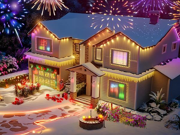 SANSI 100FT Permanent Outdoor Lights 6 x LED Strips Smart LED Lights 90 Scene Modes for Outside DIY Lighting Themes for Halloween Decorations IP67 Waterproof Works with Alexa Google Assistant TikTokShopBlackFriday