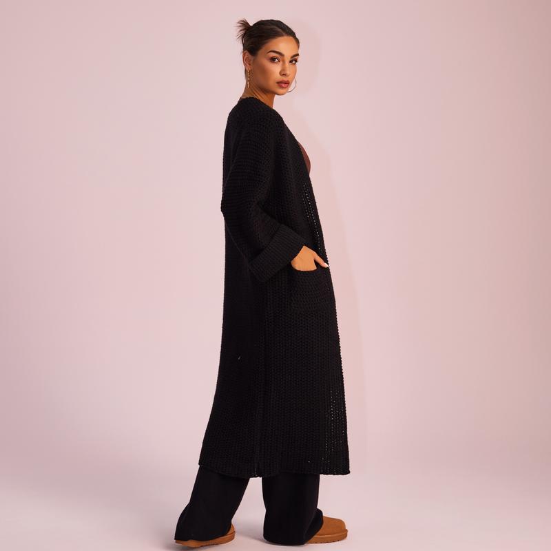 Joyfunear Women's autumn and winter knitted long sleeved hoodie casual home cardigan long sweater with pockets