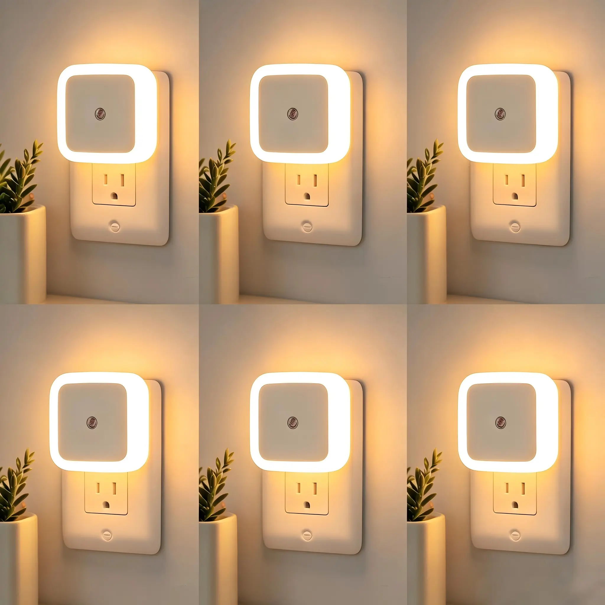 6-Pack Plug-in LED Night Lights - Electronic Lights, Home Decor Lighting, Interior LED, 0.5W Auto-On/Off Dusk-to-Dawn Sensor, Compact, Plug-and-Play, Energy-Saving Safe Indoor Lighting for Bedroom, Hallway, Decor Night Light
