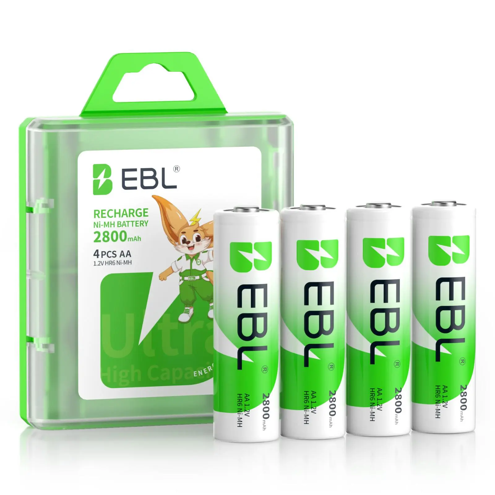 EBL 8-Pack AA Ni-MH Rechargeable Replacement Batteries - 2800mAh Long-Life Portable Batteries for Phones, Digital Cameras & Electronics Needs, Aa Battery