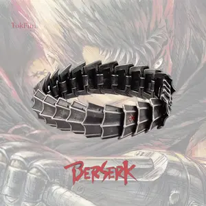 Berserk Guts Armor Bracelet - Unique Handmade Accessory for Men, Durable Stainless Steel with Black Antique Plating, 8.5in Length