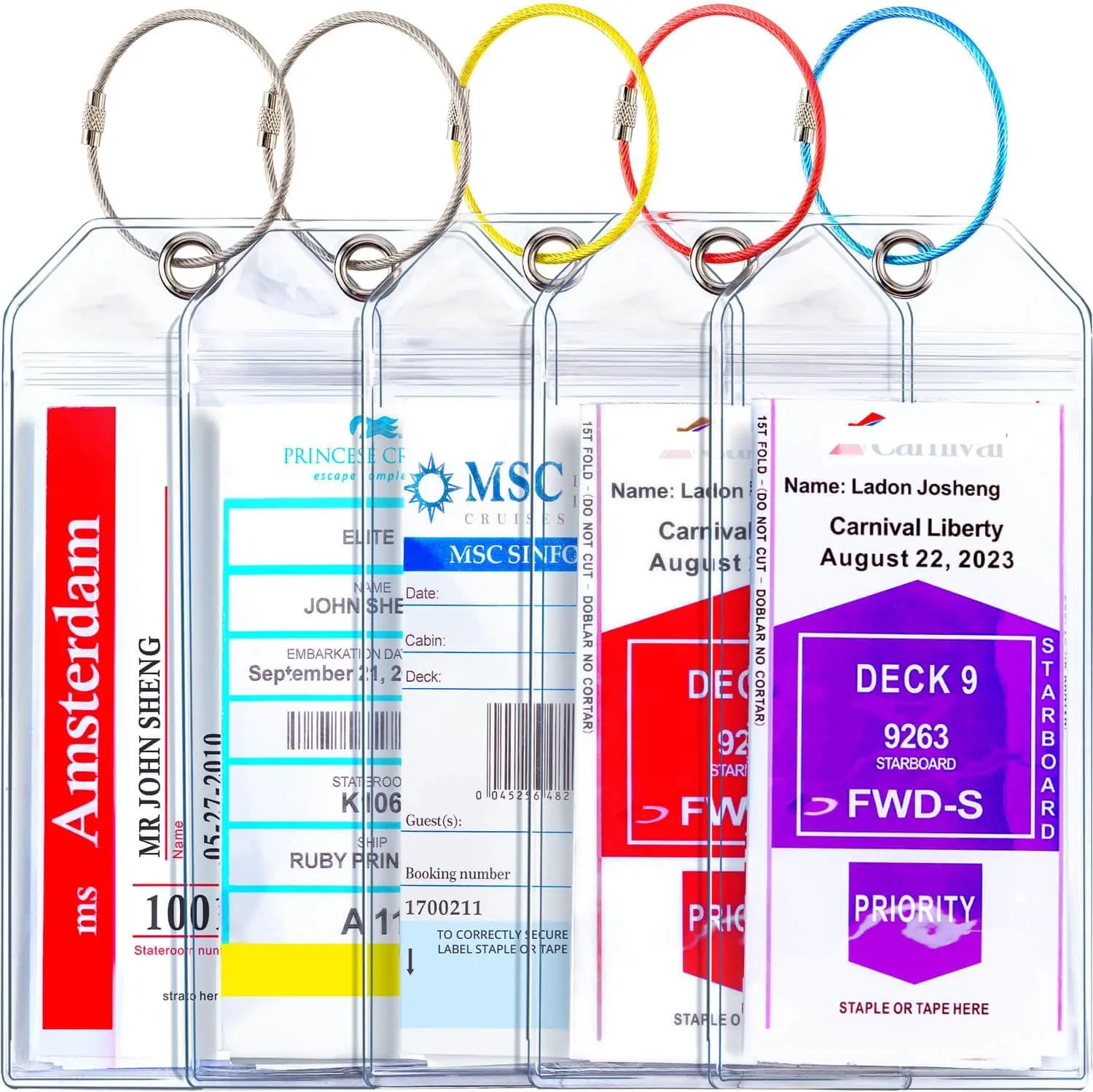 Waterproof Reusable PVC Luggage Tag Holders, Essential Bag Accessories for Carnival, Princess Cruise Ships