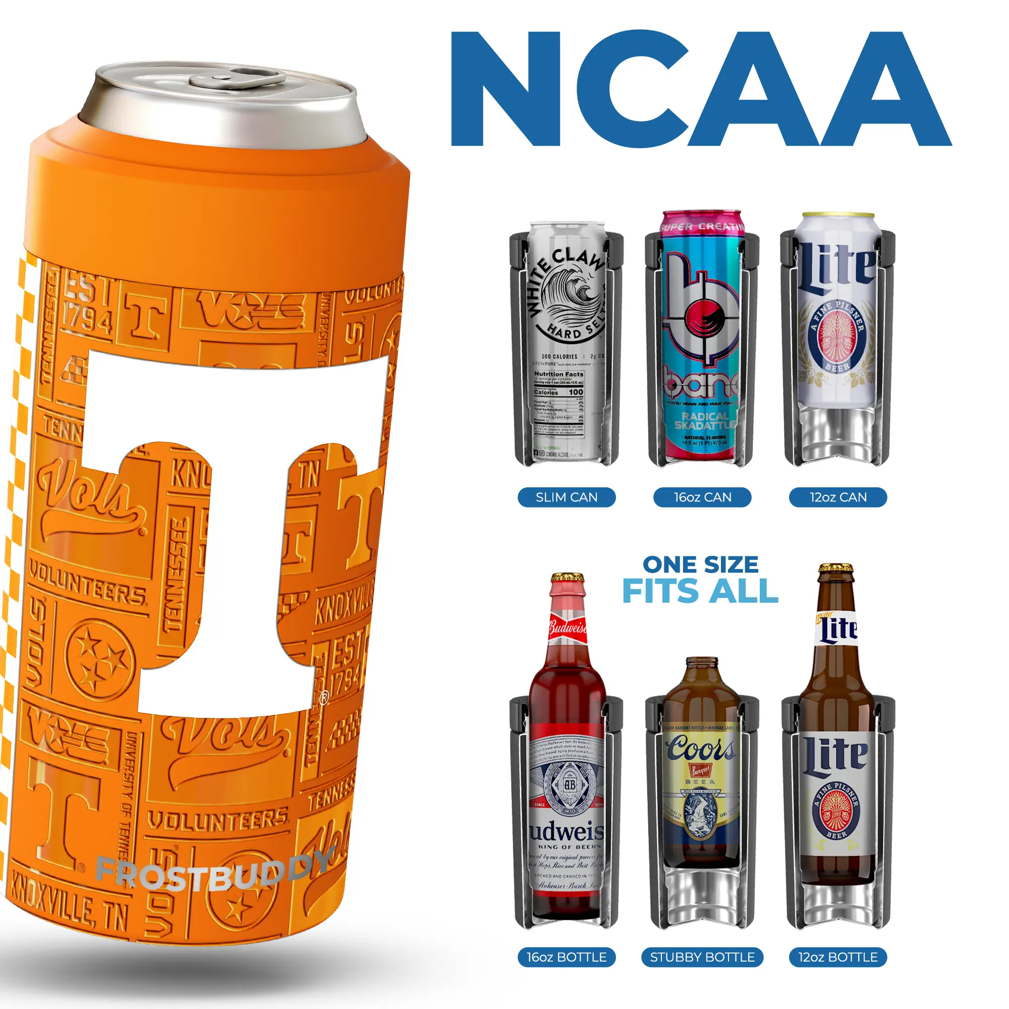 Universal Buddy Collegiate Edition - Fits 12oz Cans, Slim Cans, 12oz Bottles, 16oz Cans - Coffee Cup - Double Wall Insulated Drinkware Flasks