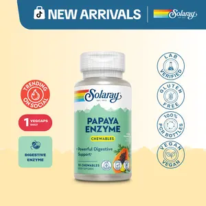 Solaray Papaya Enzyme Chewables – Digestive Enzyme Supplement for Digestion, Bloating & Stomach Comfort