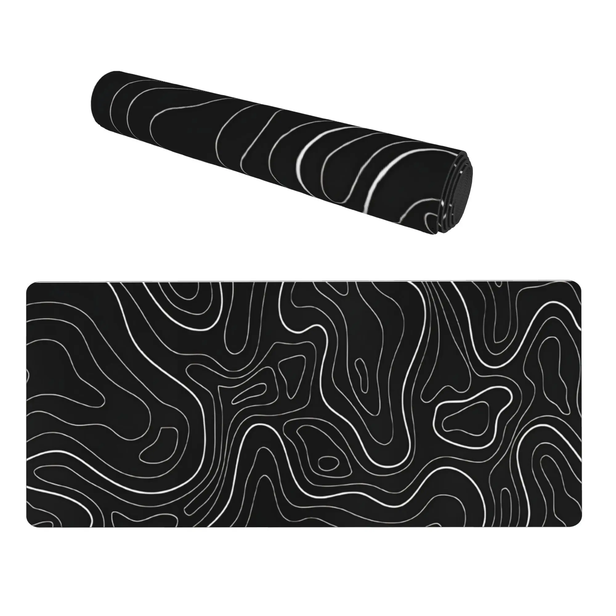 Topographic Gaming Mouse Pad Large 31.5 x 15.75in Keyboard Mousepad for Non-Slip Base Stitched Edge Extended Desk Pad XL Desk Mat