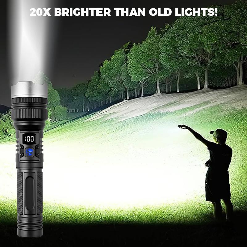 2-in-1 POWER BANK FLASHLIGHT Super Bright USB Rechargeable Zoomable for Camping Emergency Fishing fathersdaygift 2PCS
