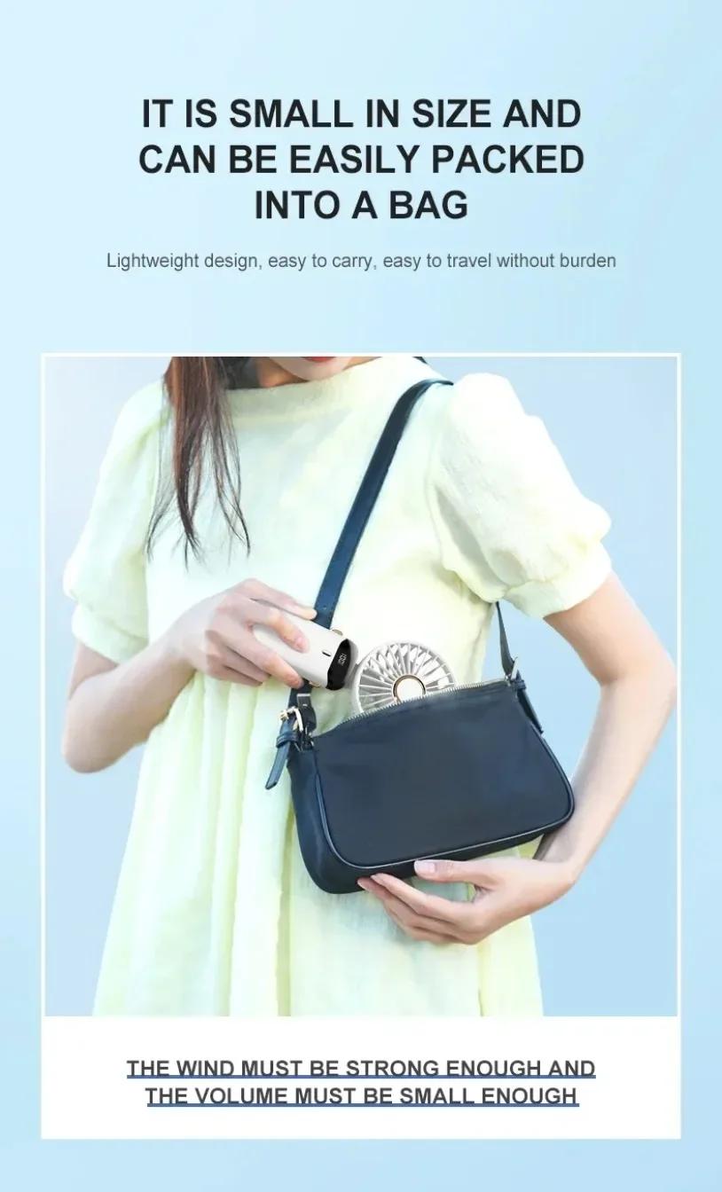 3 IN 1 Hand Fan & 4000mAh Portable Fan,Mini, FoldableUSB Rechargeable, ldeal for Travel & Outdoor and Summer