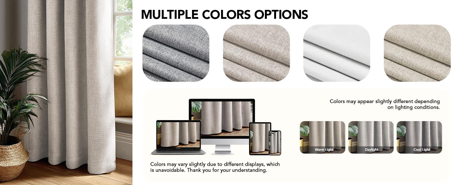 Deconovo Linen-Textured Blackout Pinch Pleated Curtains with Adjustable Plastic Curtain Hooks, Lined Pleated Window Drapes, Track & Ring Hook Compatible