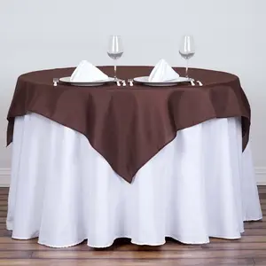 Polyester Square Table Overlay 54"x54" Chocolate - Wrinkle-Resistant Table Topper