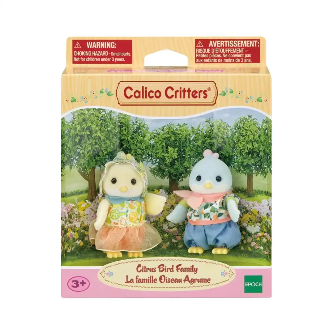 Epoch Calico Critters Citrus Bird Family Action Figure Doll Animal Pack - Colorblock Display-Ready Collectible Toy, Citrus-Inspired Design for Storytime Play, Kids' Gift Idea