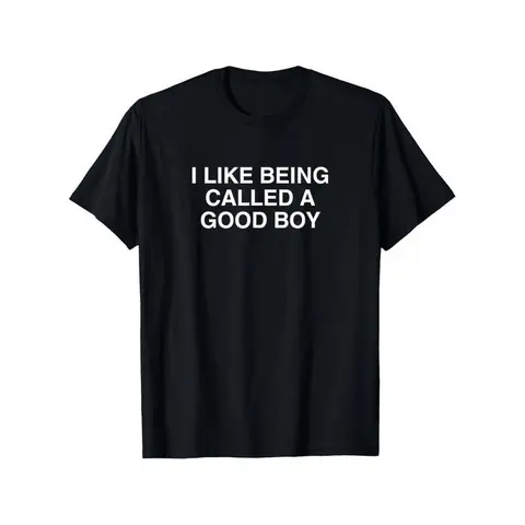 Men's American Street Style Classic Soft Cotton Short-Sleeve Graphic T-Shirt - Black, Funny "I Like Being Called a Good Boy" Prints, Summer Casual Sports Top