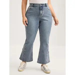 【Y2K】【Pocket Approved】BLOOMCHIC Plus Size Sand Wash Bootcut Mid-Rise Jeans [M-6X] 2026 Summer Vibes Swimweek
