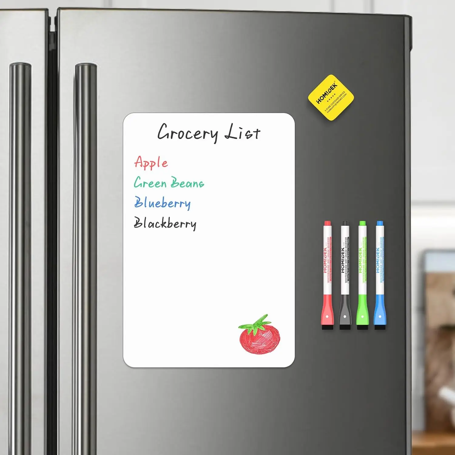 Magnetic Fridge Whiteboard (8w x 12h), Small Refrigerator Dry Erase Board for Home Office, Includes 4 Dry Erase Markers and 1 Eraser