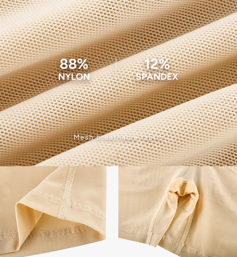 Nebility Women's Mesh Comfort Shapewear Short - Black Daywear Minimalist Design Sexy and Basic Style Womenswear High Waist Shaper Compression Seamless Tummy Control Beige