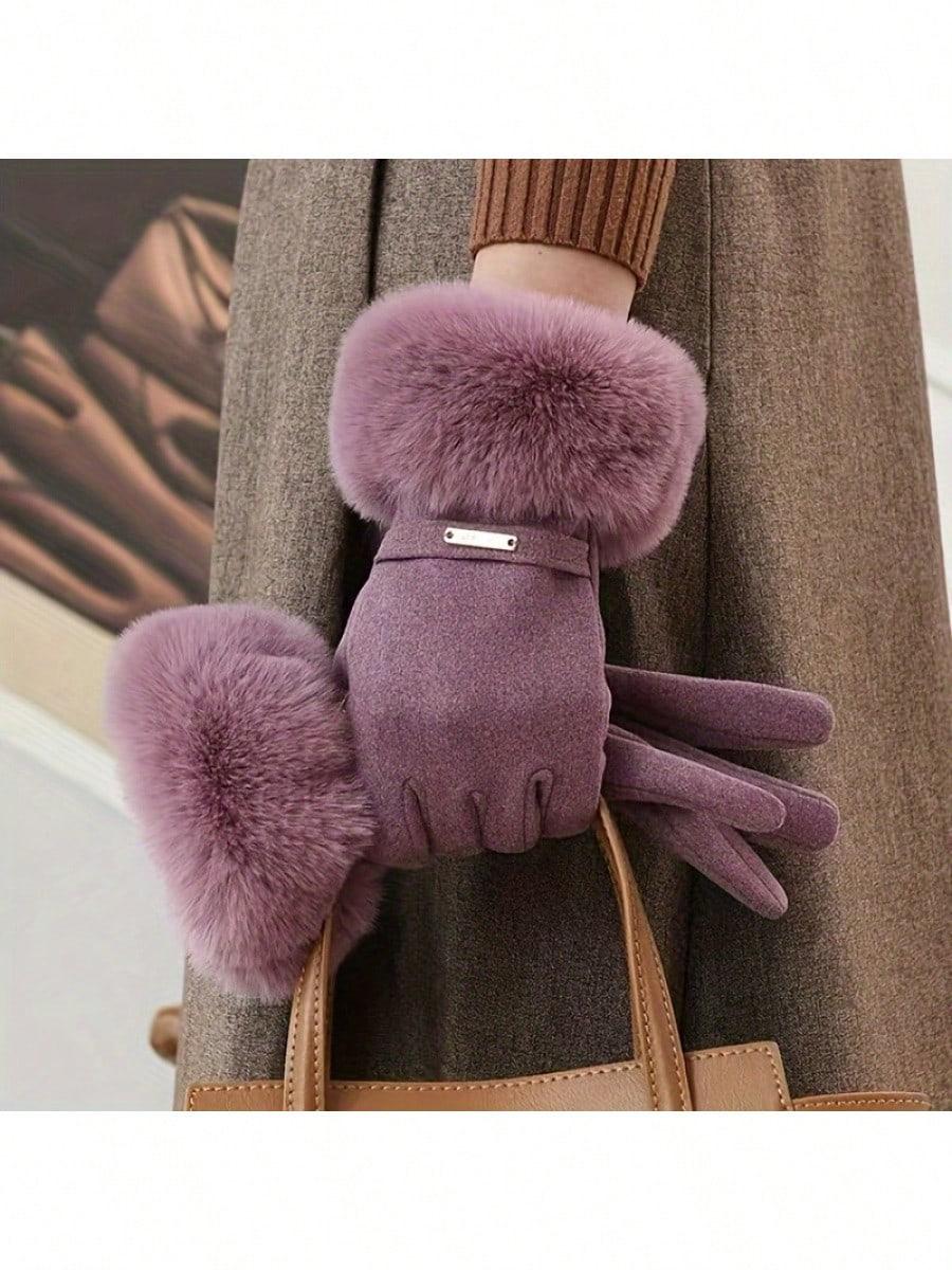 Soft Warm Women's Winter Gloves Touchscreen Compatible Polyester for Outdoor Activities Hand Wash Only