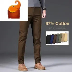 Men's Casual Pants Autumn Fashion Comfortable Stretch Slim Straight Business Trousers Black Army Green Khaki  pan