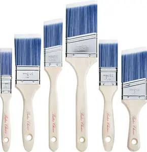 Bates Paint Brushes 6 Pack Treated Wood Handle 1" 1.5" 2" 2.5" 3" 4" for Walls Furniture & Stain Brushing Precision Application